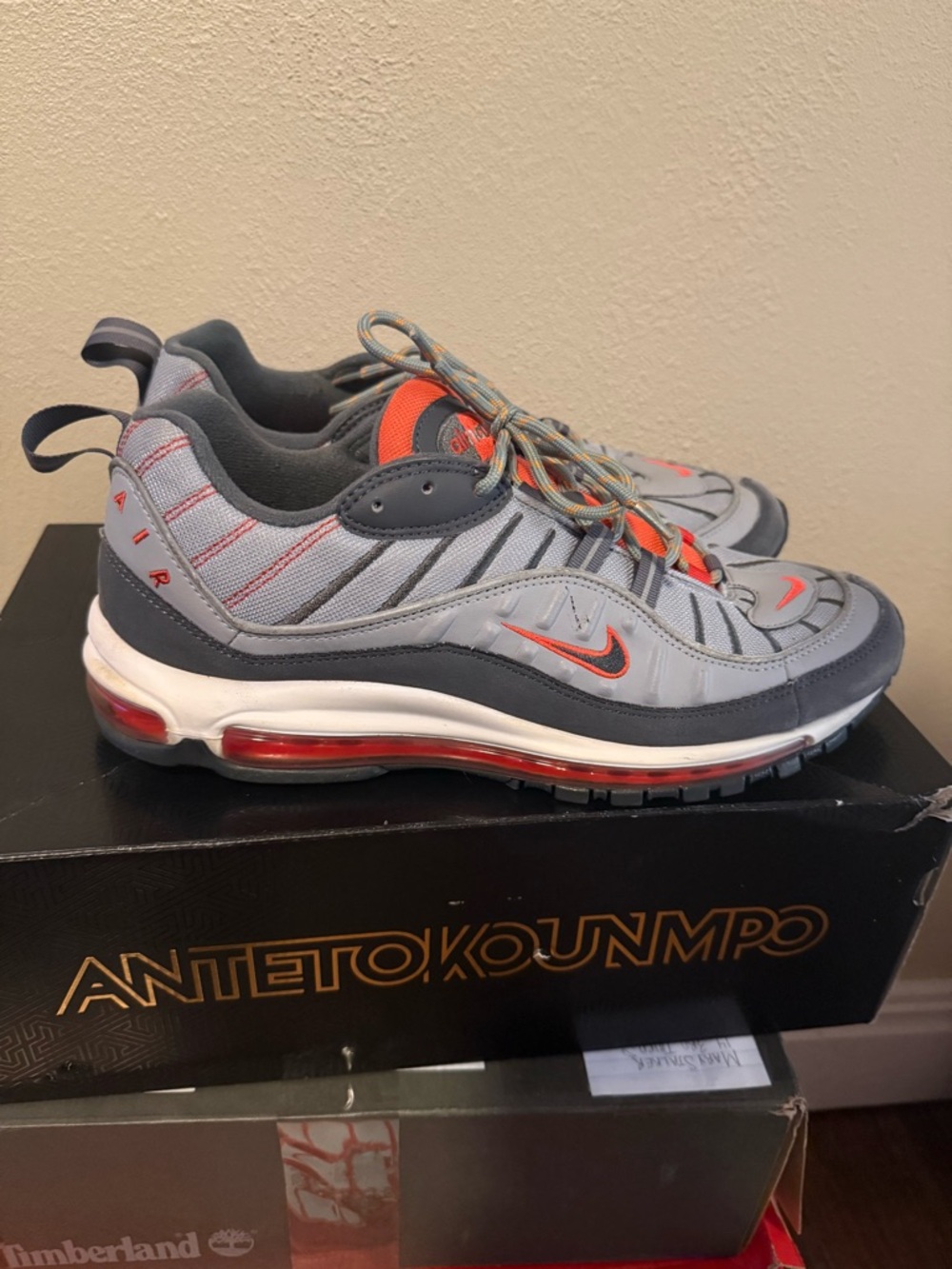 Nike Men's Athletic Sneakers - Grey with Orange Accents - Picture 2 of 8